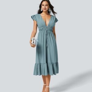 Halara Breezeful Elegant Blue Midi Dress